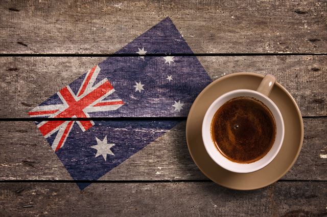 オーストラリア国旗とコーヒー